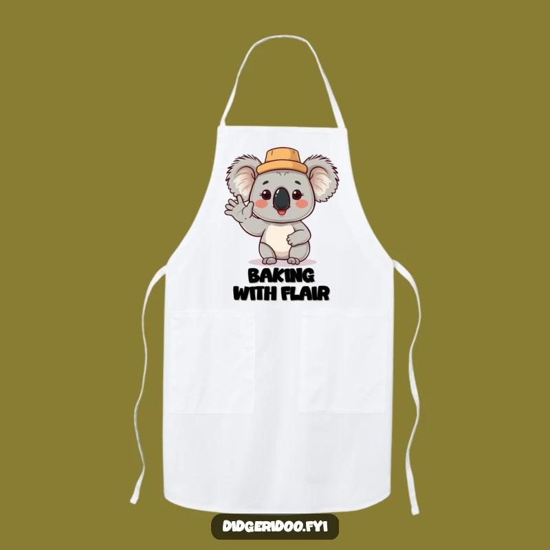 Funny Koala Cork Hat Apron: Cheerful Aussie Cooking Wear, Perfect Humorous Gift