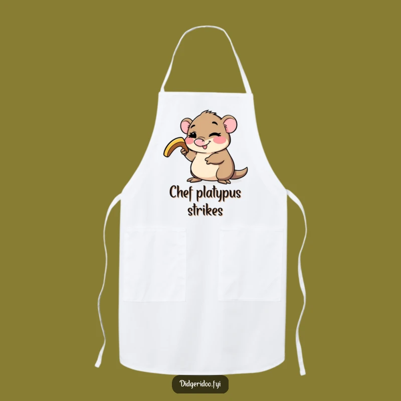 Funny Platypus Boomerang Apron - Winking Critter Design for Quirky Kitchens