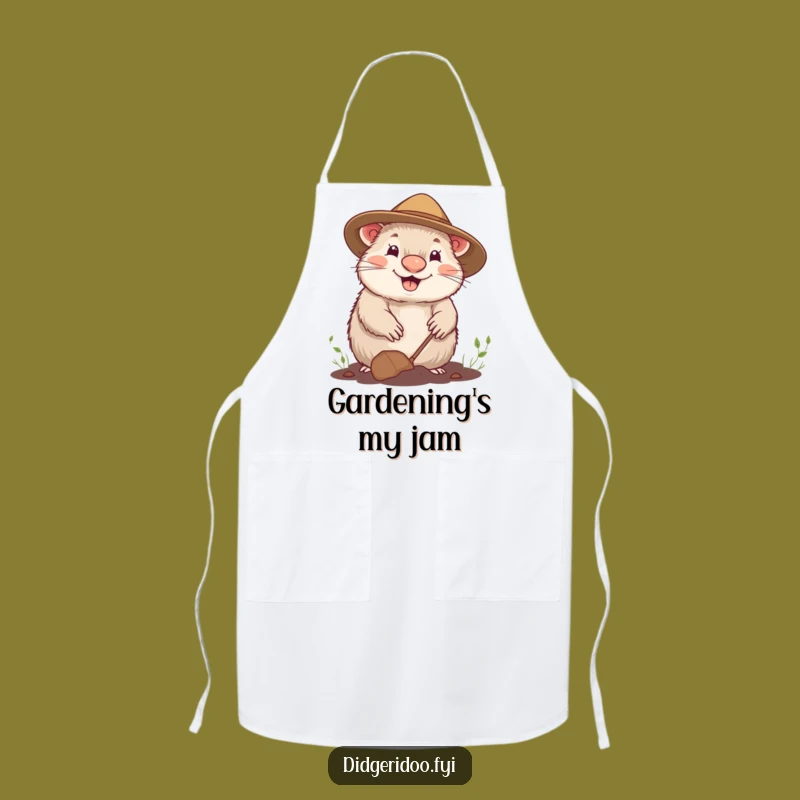 Funny Cheerful Wombat Gardening Apron - Happy Kitchen Fun Gift