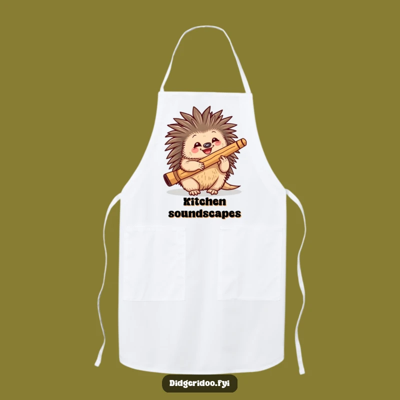 Funny Echidna Didgeridoo Apron - Playful Chef's Wear for Musical Cooks
