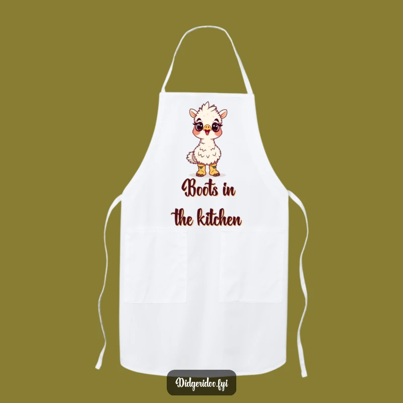 Funny Emu Boots Apron: Surprised Kitchen Bird Gift