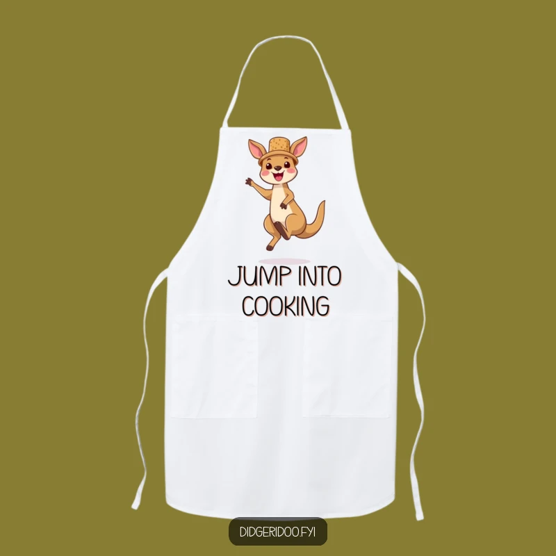 Funny Kangaroo Cork Hat Apron - Joyful Jumper Design for Outback Cooking