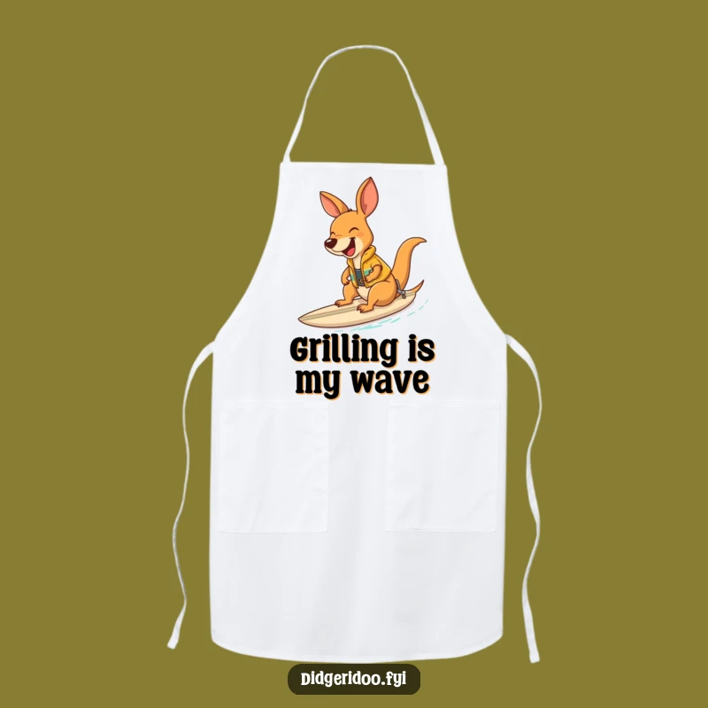 Funny Kangaroo Surfer Apron: Laughing Vest Rider Kitchen Gift