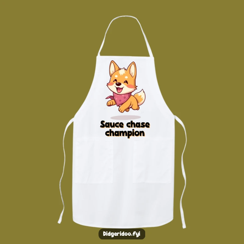 Funny Dingo Chase Apron: Cook Up Fun in the Kitchen with this Playful Dog Design