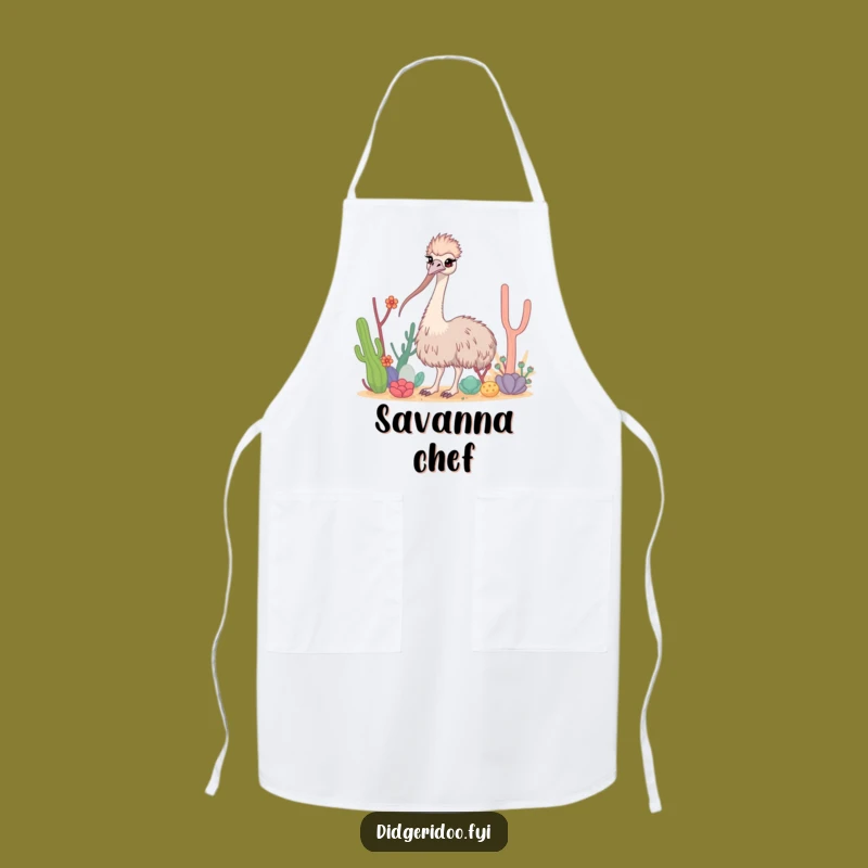 Funny Emu Desert Apron: Curious Long Neck Kitchen Gift