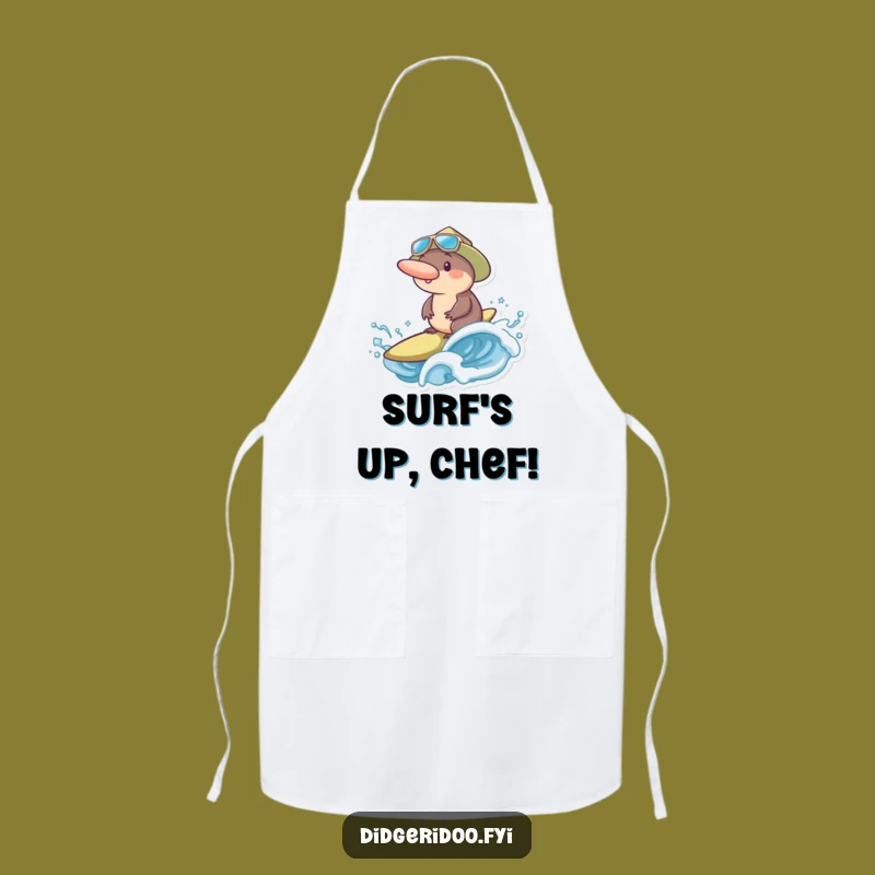 Funny Platypus Surfer Apron: Cook Up Laughs, Hilarious Aussie Chef, Perfect Funny Gift!