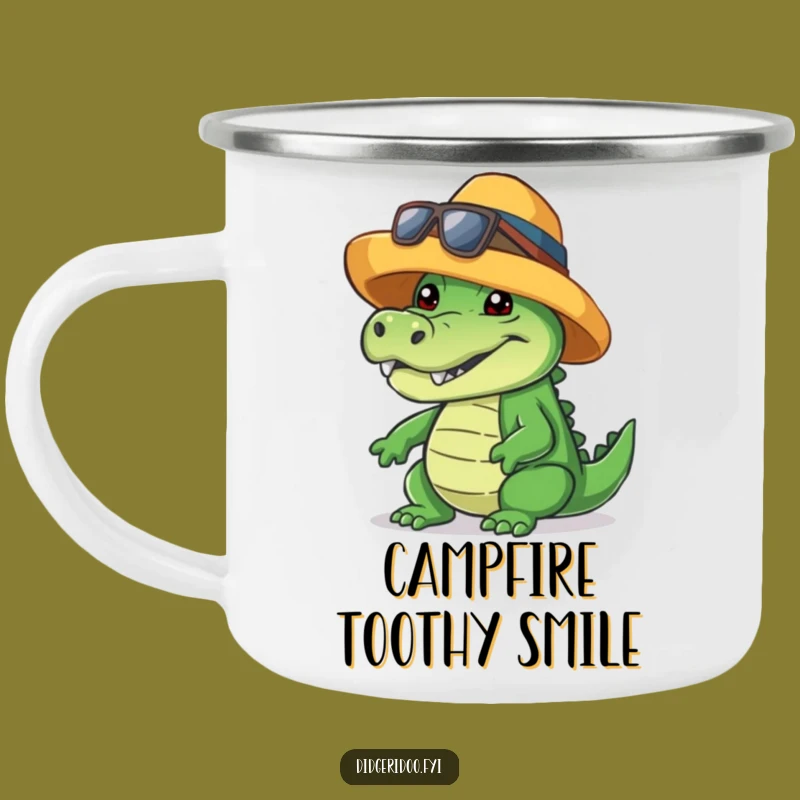 Funny Crocodile Camping Mug: Cool Hat Grin, Rugged Style, Ideal Funny Gift!