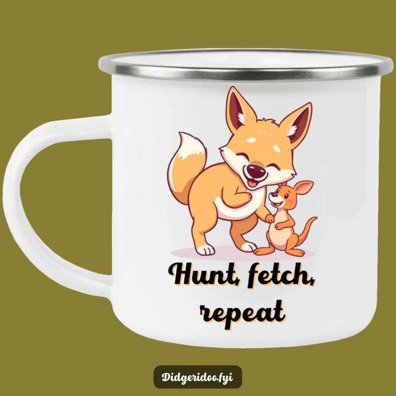 Funny Dingo Fetch Camping Mug: Rugged Australian Dog Outdoor Gift