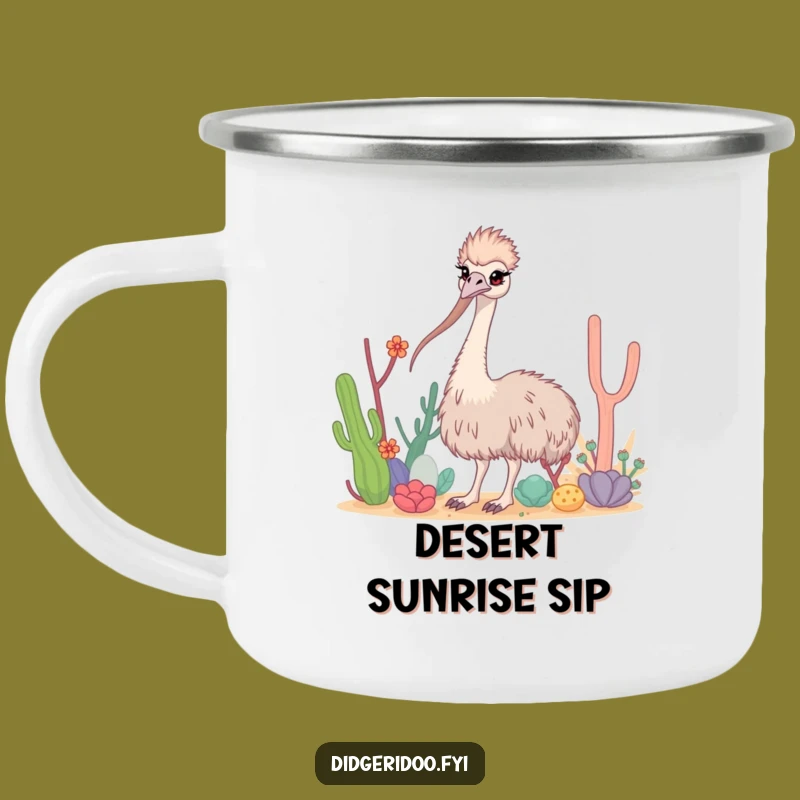 Funny Emu Desert Camping Mug: Curious Long Neck Outdoor Coffee Cup Gift