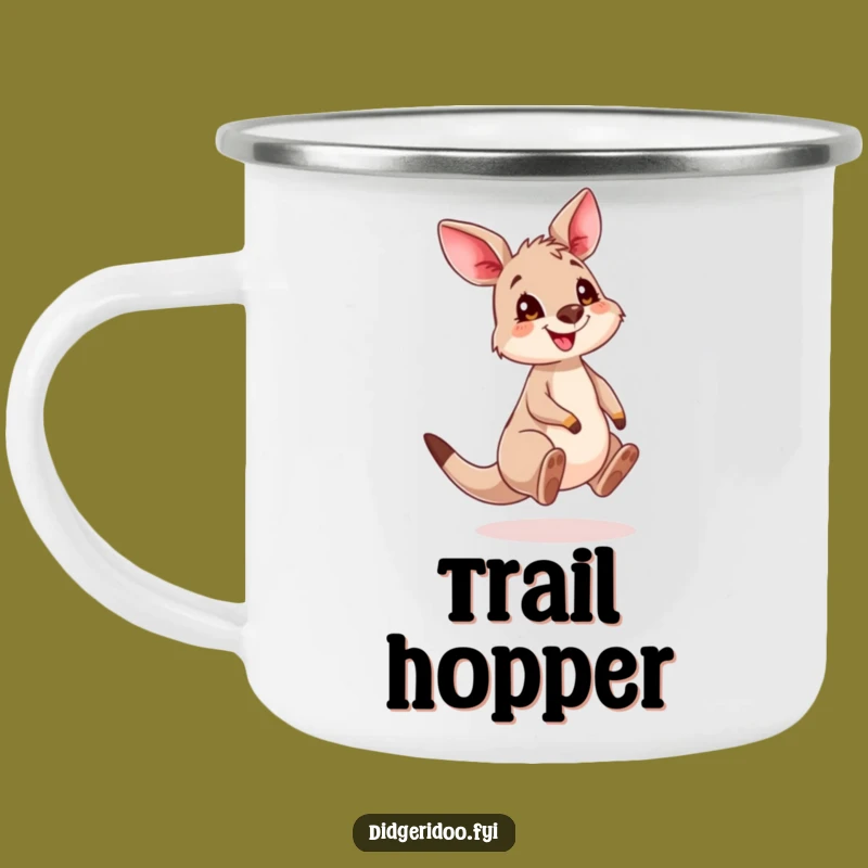 Funny Kangaroo Cub Camping Mug: Bouncing Outdoor Adventure Coffee Cup Gift