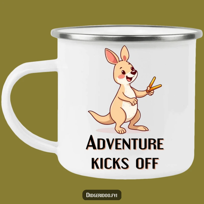 Funny Kangaroo Kicking Boomerang Camping Mug: Adventure Fuel with Aussie Laughs