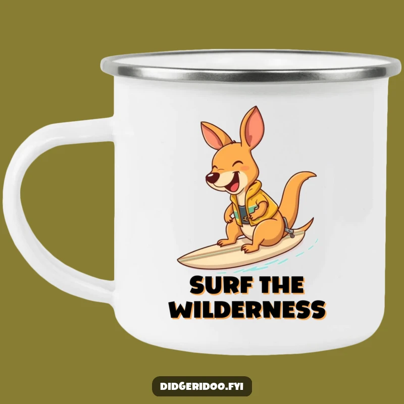 Funny Kangaroo Surfer Camping Mug: Durable Vest Rider Adventure Gift