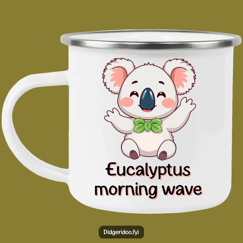 Funny Koala Wave Camping Mug: Eucalyptus Trail Buddy, Hilarious Outdoor Gift