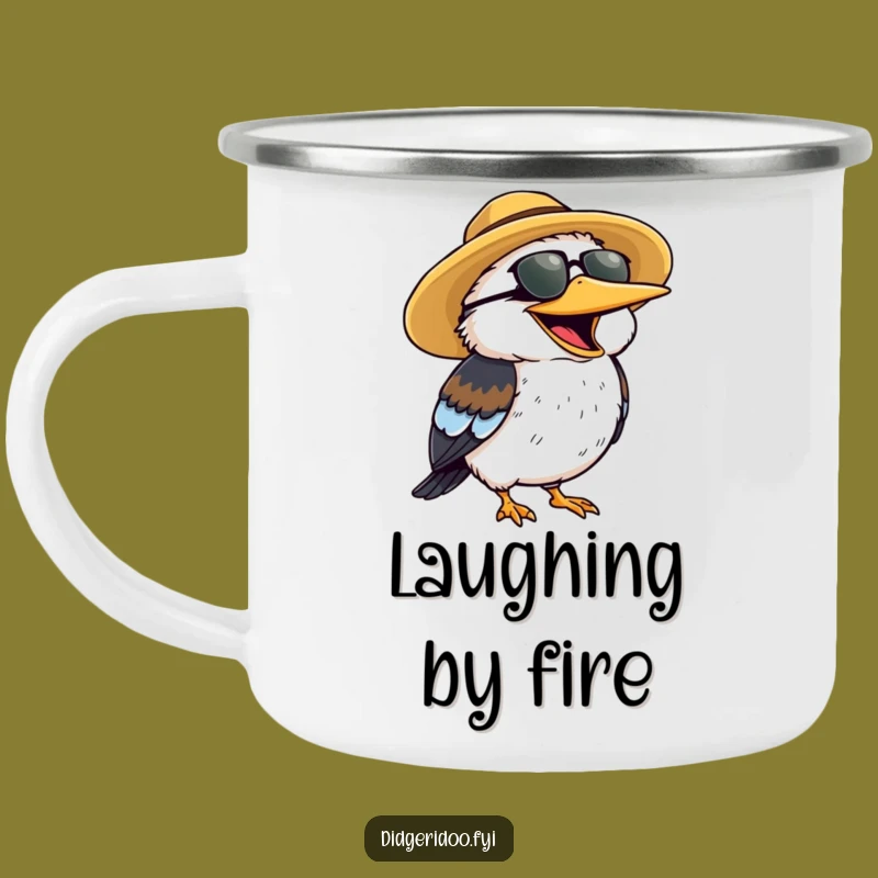 Funny Kookaburra Sun Hat Camping Mug - Adventure with Cheerful Laughter, Perfect Gift