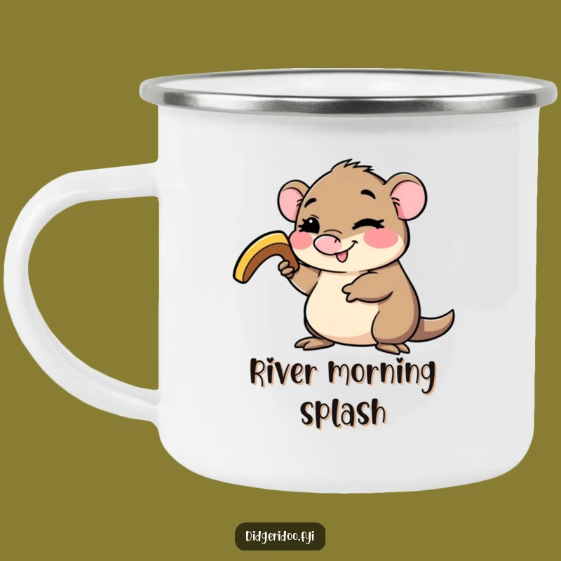Funny Platypus Boomerang Camping Mug - Winking Critter Enamel Cup for Adventure
