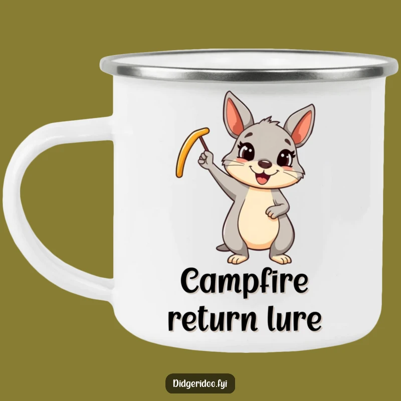 Funny Wallaby Boomerang Camping Mug: Cheerful Aussie Adventure Gift