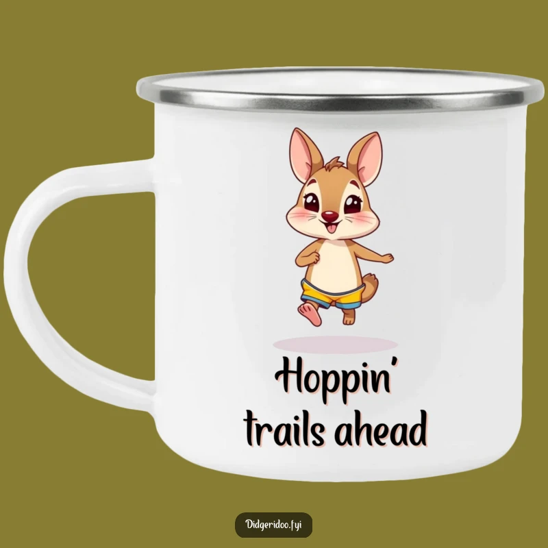 Funny Wallaby Shorts Camping Mug, Curious Hopper Outdoor Fun