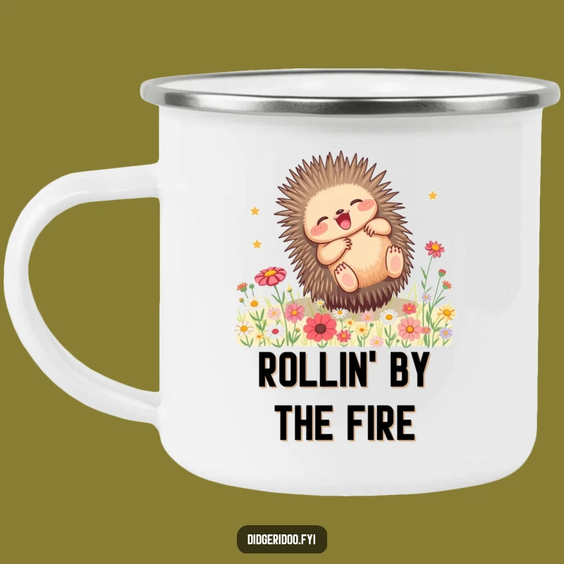 Funny Echidna Wildflower Camping Mug: Outdoor Play Fuel, Perfect Gift