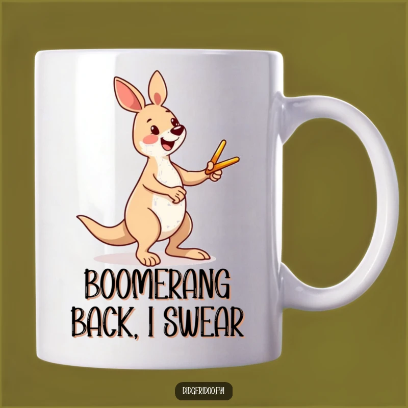 Funny Kangaroo Kicking Boomerang Mug: Hilarious Aussie Gift for Joyful Moments