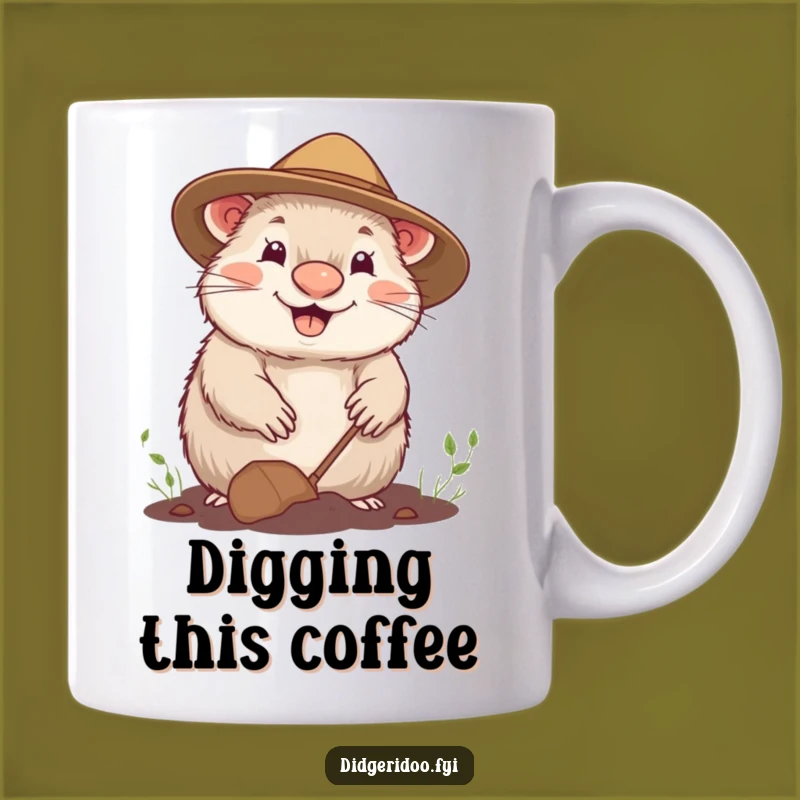Funny Cheerful Wombat Gardening Mug - Happy Digging Gift