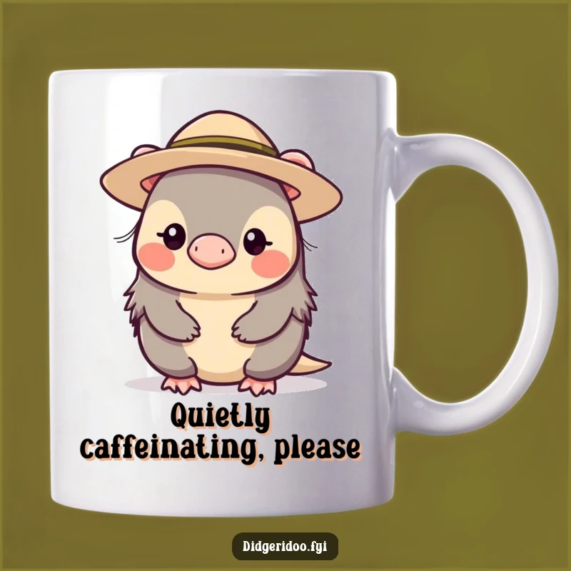 Funny Platypus Hat Mug: Shy Character Design for Quirky Gift