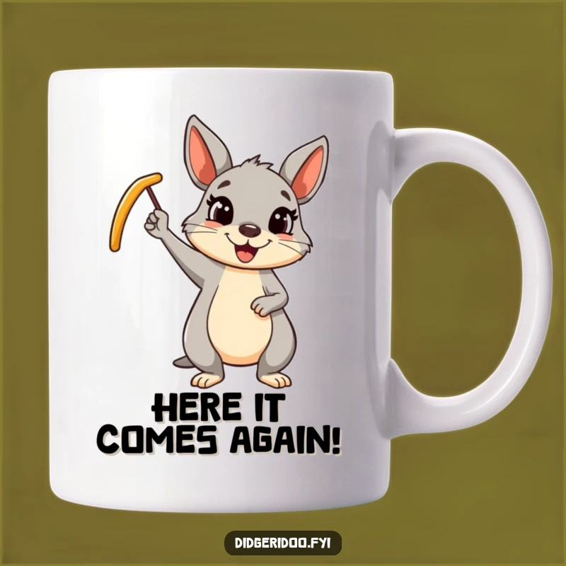 Funny Wallaby Boomerang Mug: Cheerful Aussie Gift for Outback Lovers