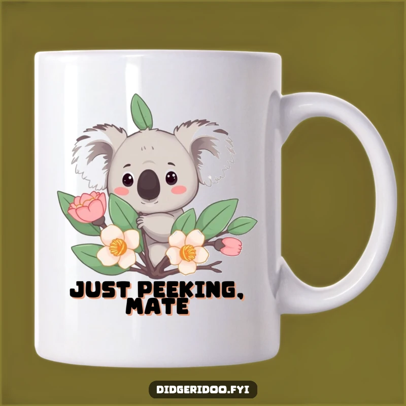 Funny Koala Mug: Curious Peek from Eucalyptus, Adorable and Hilarious Gift