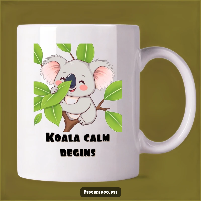 Funny Koala Leaf Balance Mug - Smiling Critter Gift for Relaxed Humor