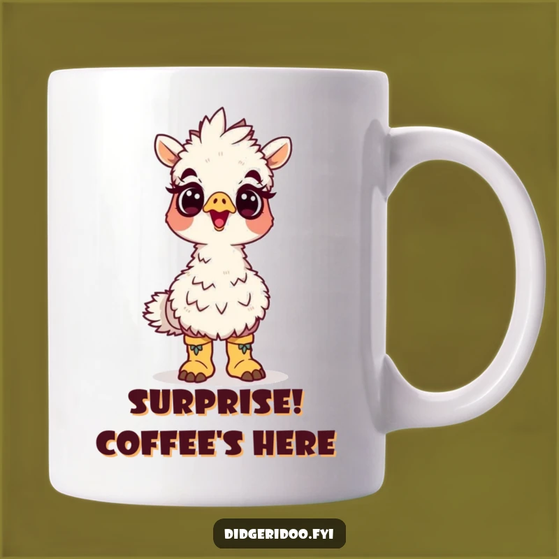 Funny Emu Boots Mug: Surprised Stare Gift for Quirky Bird Lovers