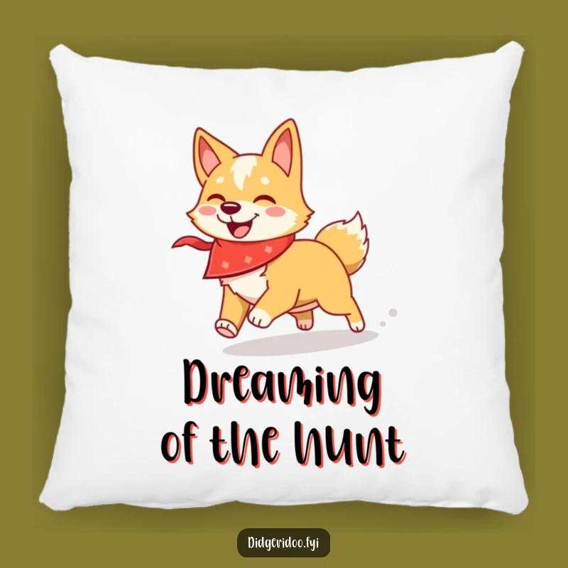 Funny Dingo Bandana Pillow: Cozy Canine Chasing Comfort Gift