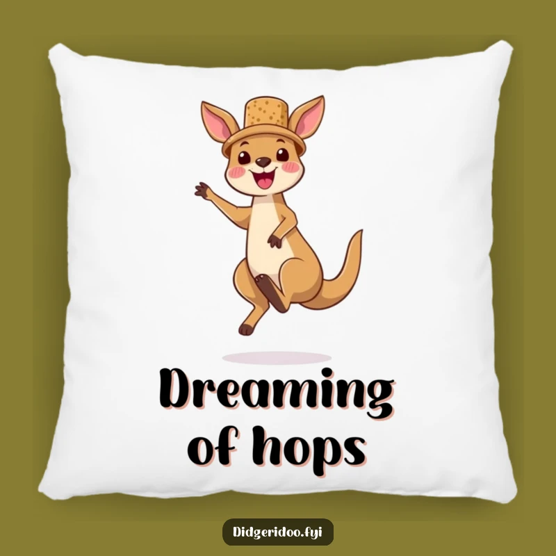Funny Kangaroo Cork Hat Pillow - Cozy Jumper Cushion for Adventurous Homes
