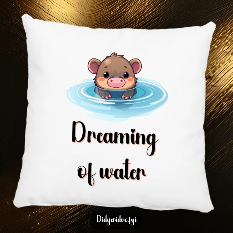 Funny Platypus Pool Pillow: A soft pillow featuring a curious platypus peeking from a shimmering blue pool.