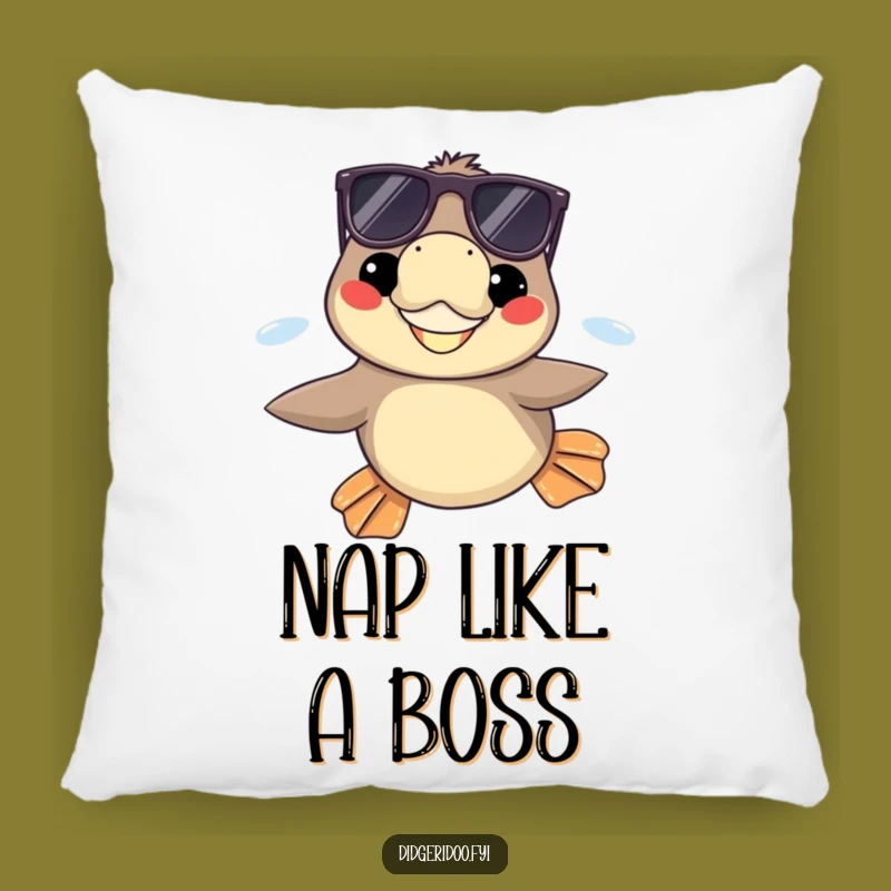 Funny Platypus Sunglasses Pillow, Grinning Swimmer Cushion, Cozy Gift