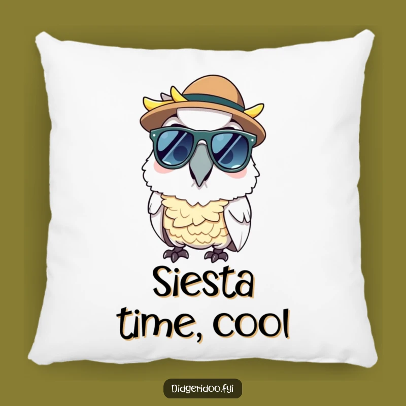 Funny Cockatoo Sunglasses Pillow - Cool Cushion for Relaxing Vibes