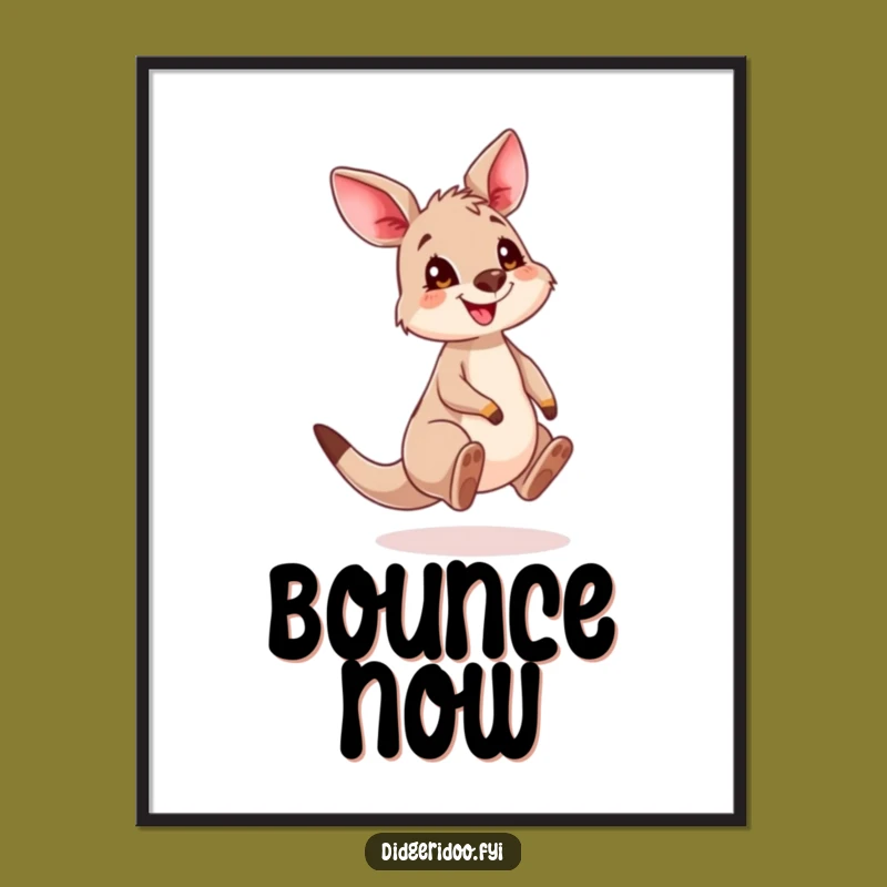 Funny Kangaroo Cub Digital Art Print: Bouncing Baby Animal Instant Download Gift
