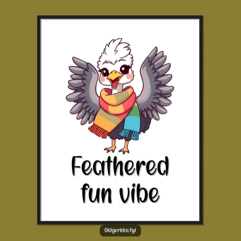 Funny Emu Delight Digital Art: Joyful Bird Printable, Instant Hilarious Gift
