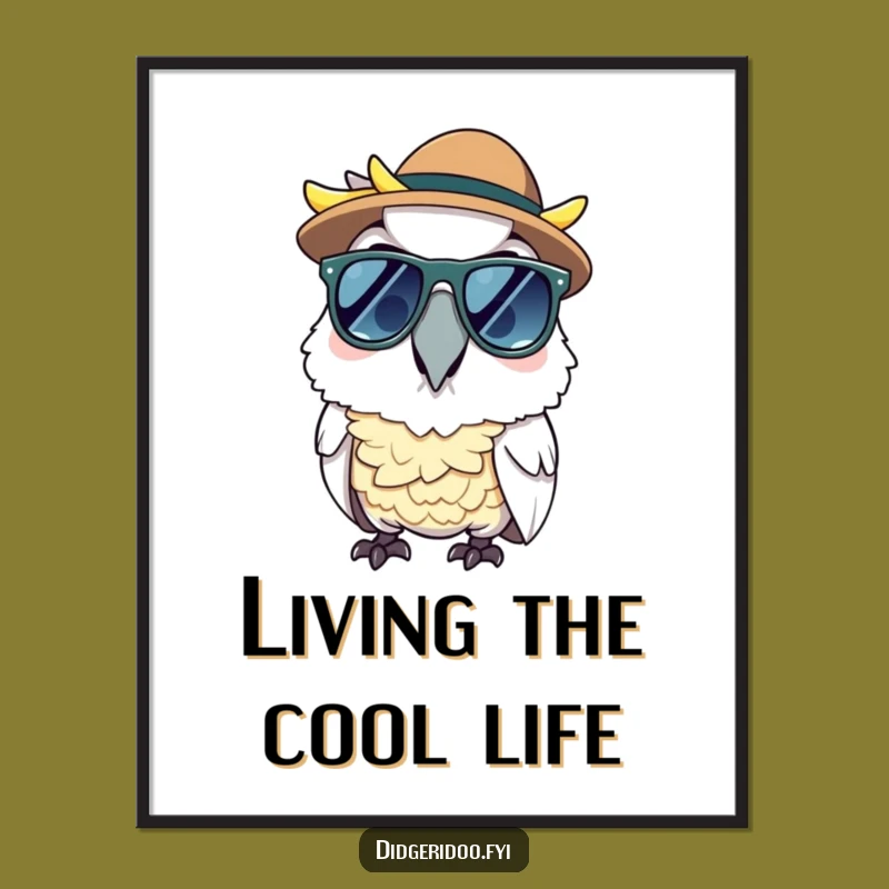 Funny Cockatoo Sunglasses Digital Art - Cool Download for Sunny Decor