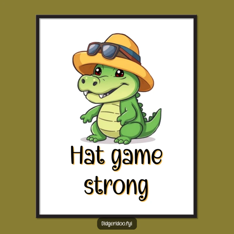 Funny Crocodile Digital Art: Cool Hat Grin, Instant Style, Perfect Funny Gift!