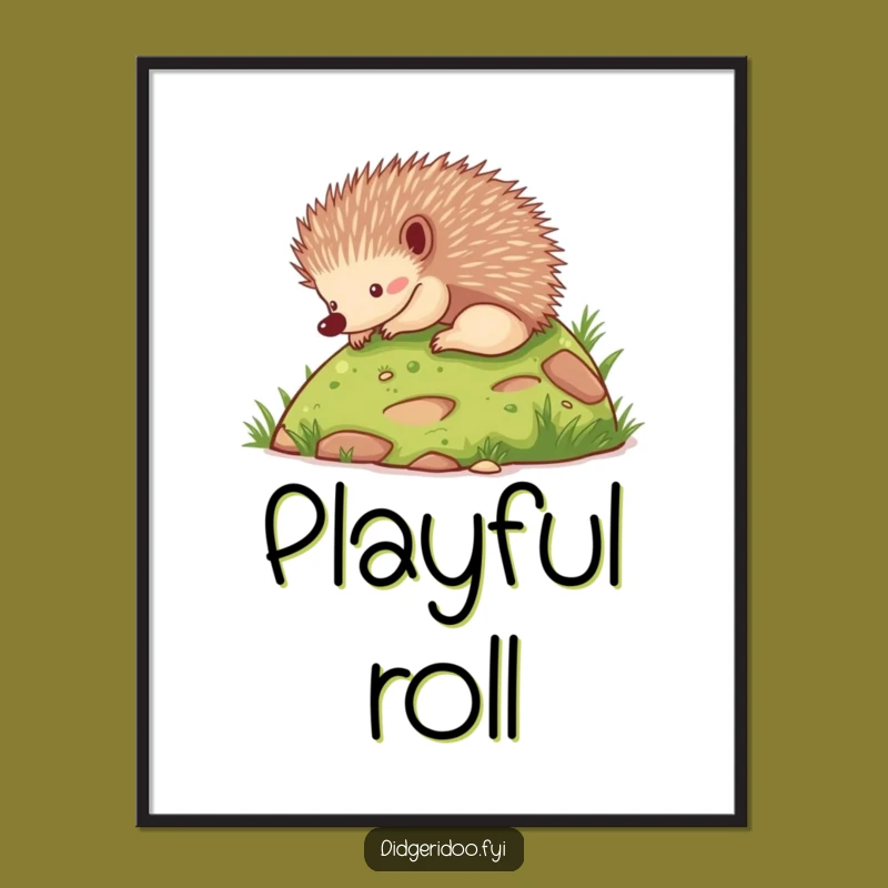 Funny Echidna Rolling Digital Art - Playful Animal Decor Print