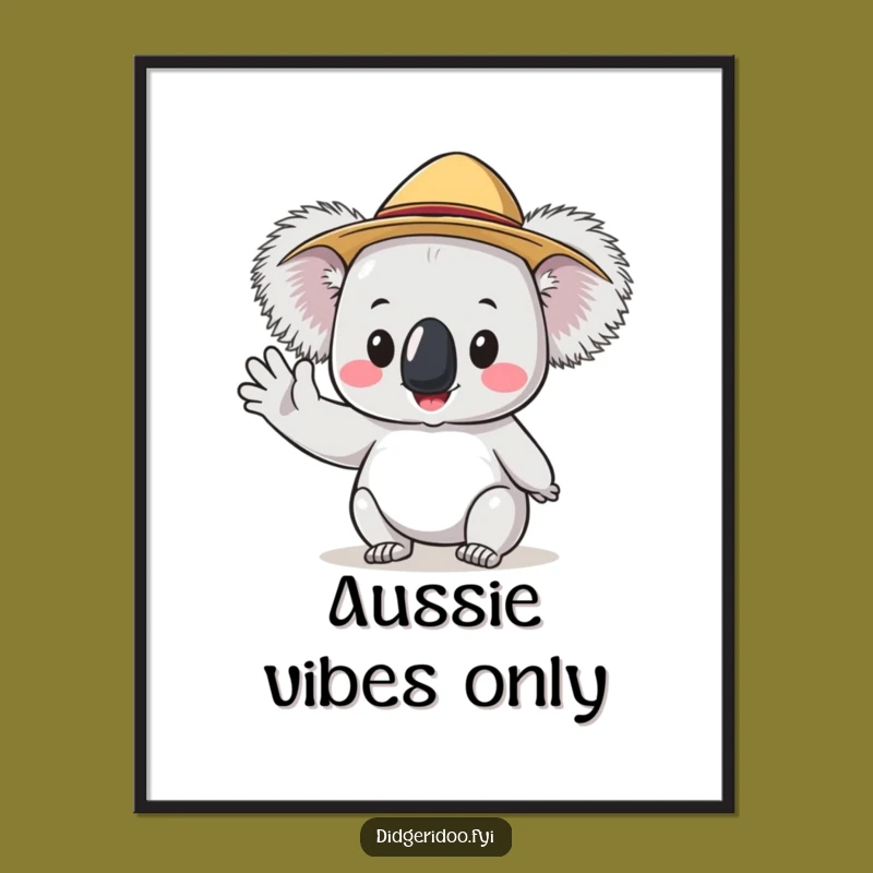 Funny Koala Akubra Wave Digital Art: Bring Hilarious Aussie Charm to Your Space