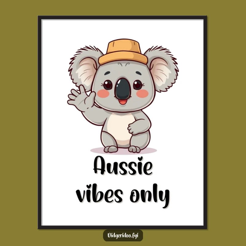 Funny Koala Cork Hat Print: Cheerful Aussie Wave Digital Art, Humorous Gift