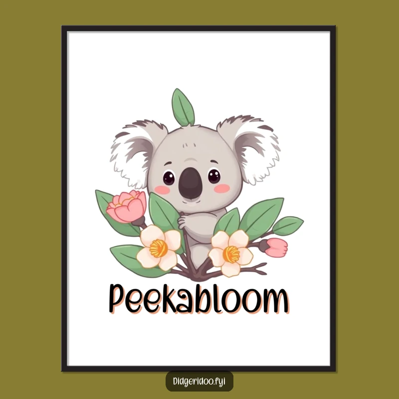Funny Koala Digital Art: Curious Peek, Instant Nature Decor Gift