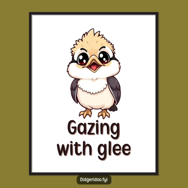 Funny Kookaburra Digital Art: Grinning Bird, Instant Humorous Decor Gift