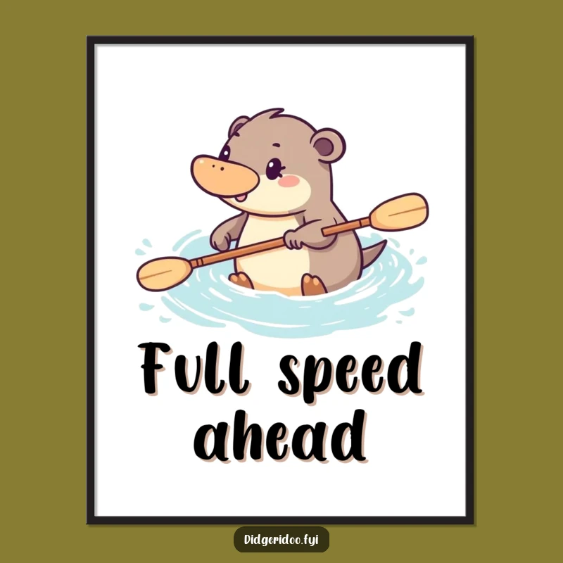 Funny Platypus Paddling Digital Art: Instant Aussie Determination Download