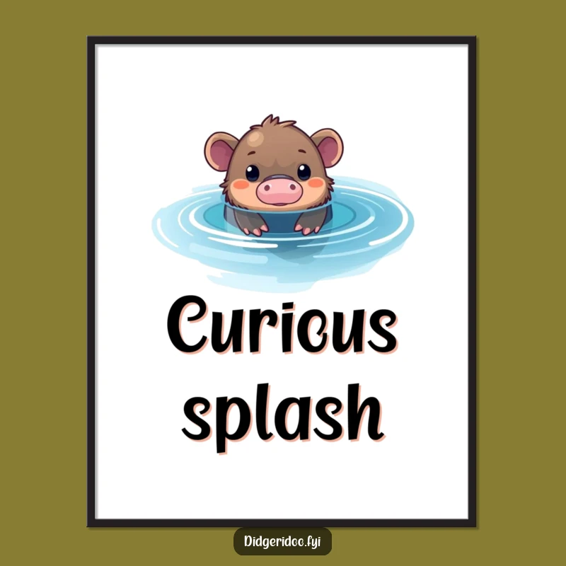 Funny Platypus Pool Digital Art: Curious Aussie Decor, Instant Gift