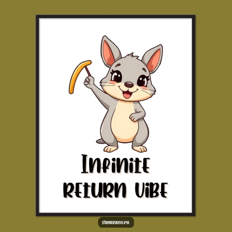 Funny Wallaby Boomerang Digital Art: Cheerful Aussie Instant Gift