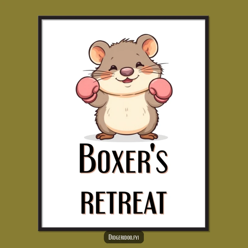 Funny Wombat Boxer Digital Art: Hilarious Dodging Instant Download Gift