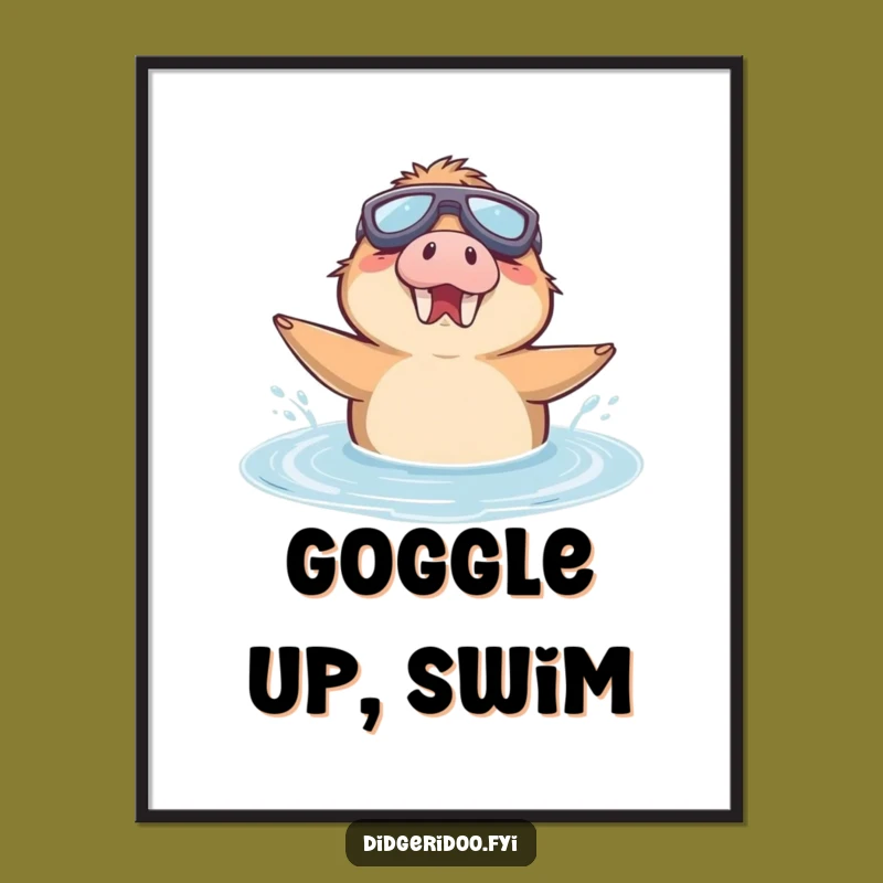 Funny Platypus Goggles Digital Art - Instant Puddle Joy Download, Perfect Gift