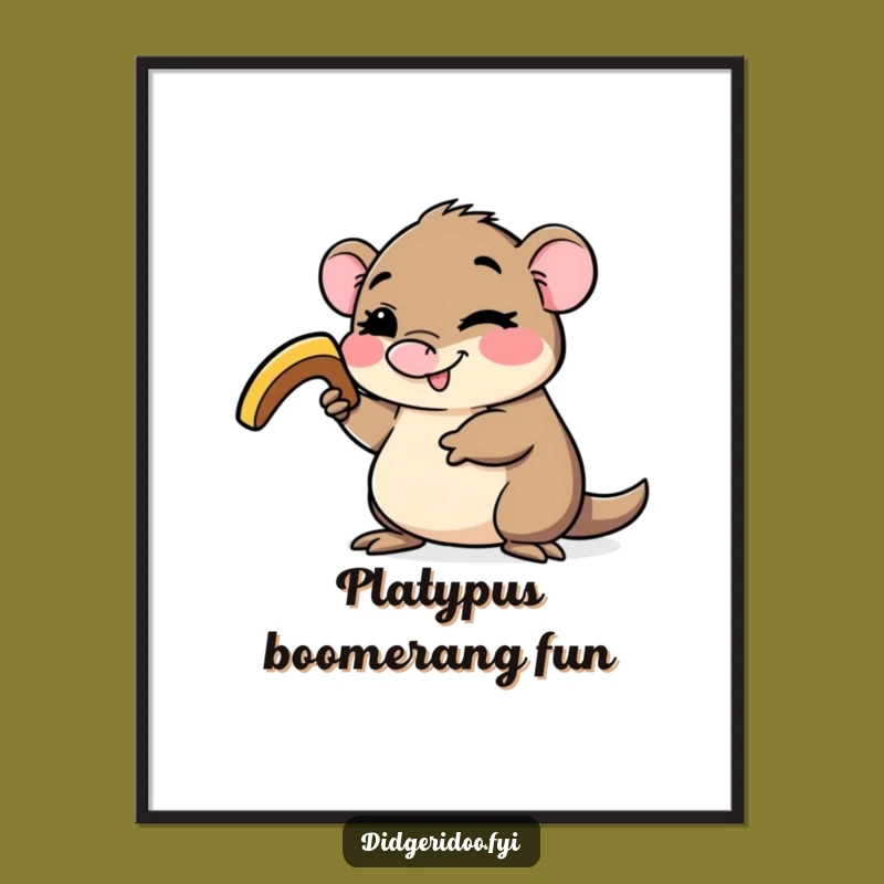 Funny Platypus Boomerang Digital Print - Winking Critter Art for Instant Quirky Charm