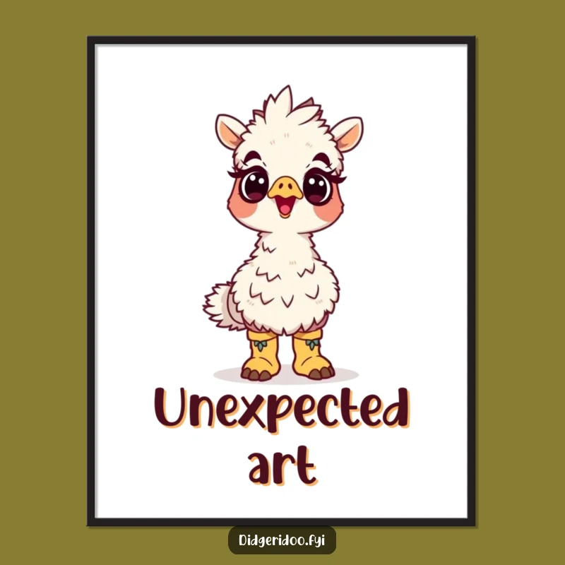 Funny Emu Boots Digital Art: Surprised Instant Bird Gift